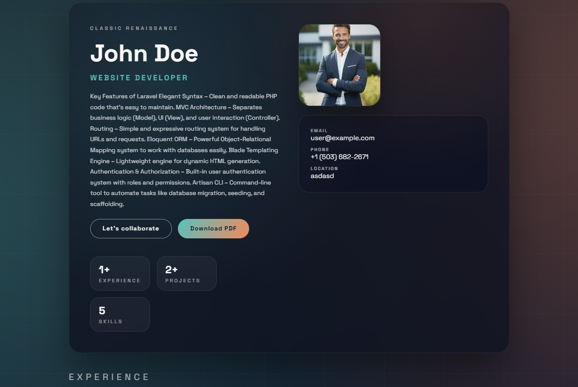 Classic Portfolio preview